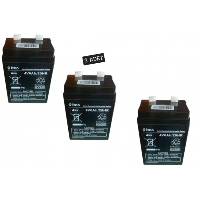 TTEC 4V 6Ah Bakımsız Kuru Akü 3 Adet TTEC 4V 6Ah Bakımsız Kuru Akü 3 Adet